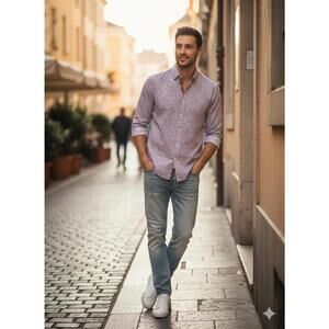 NWT DKNY Mens 18 34/35 XXL Slim Fit Long Sleeve in Sangria